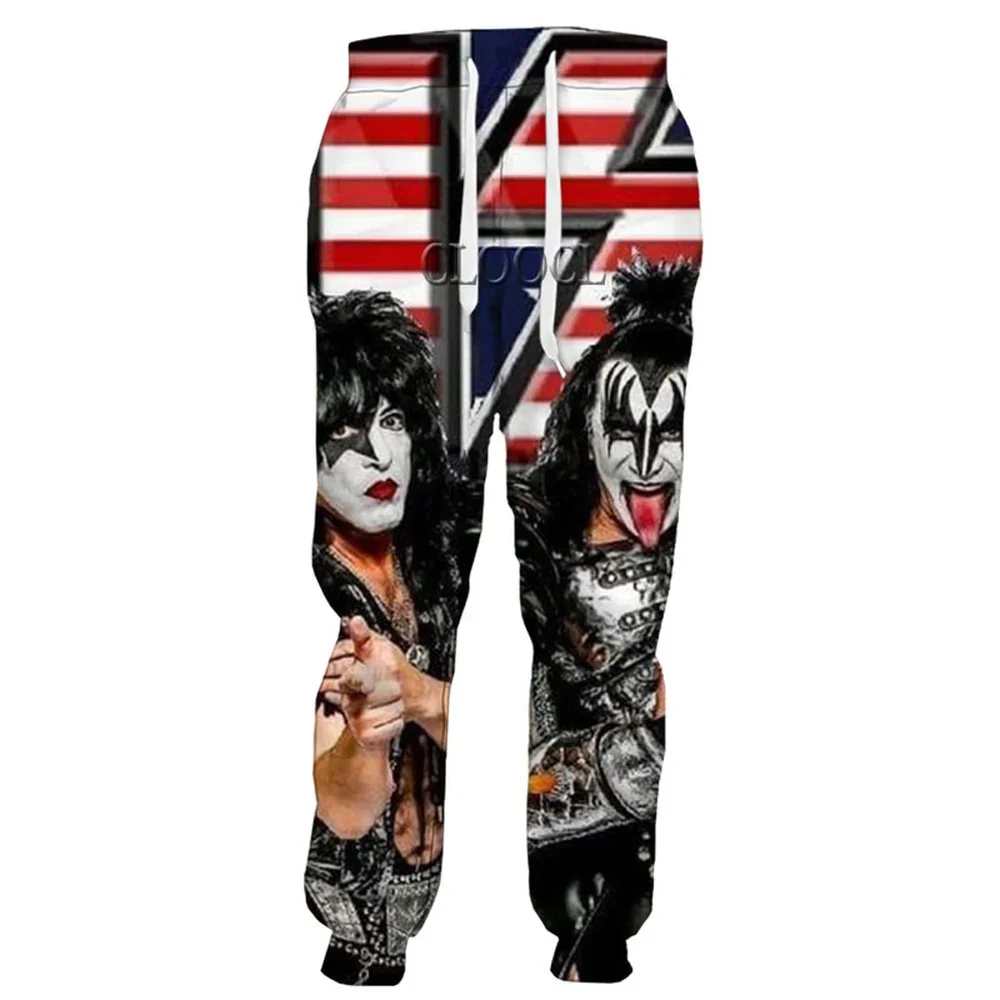 HX Hip Hop Rock Metal Kiss Band 3D Print Men Women Autumn Funny Casual Trousers Unisex Streetwear Sweatpants