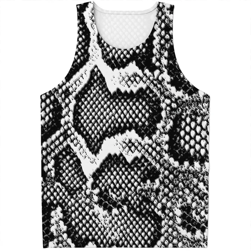 Punk Snake Skin Graphic Tank Tops Men Women Sleeveless Beach Vest Cool 3D Printed Tee Shirt Tops Oversized Summer Streetwear