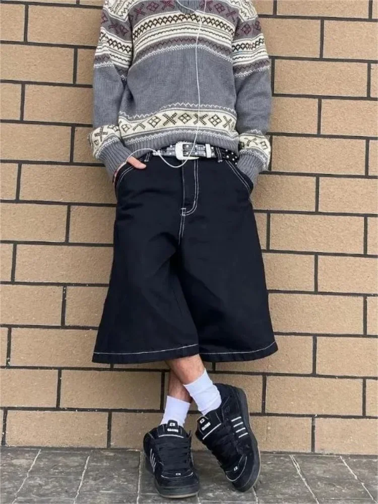 HOUZHOU Y2k Vintage Baggy Jeans Shorts Woman Streetwear Jorts Korean Harajuku Gothic Oversized Denim Pants Embroidery Summer - Image 3