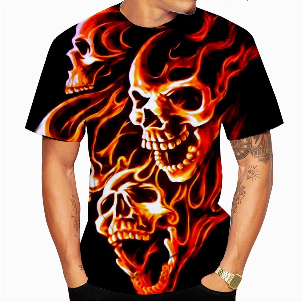 Fashion New Skull T Shirt 3D Print Men Women Summer O-neck Short Sleeve T-shirts Oversized Y2K Harajuku Kids Tees Tops Clothing