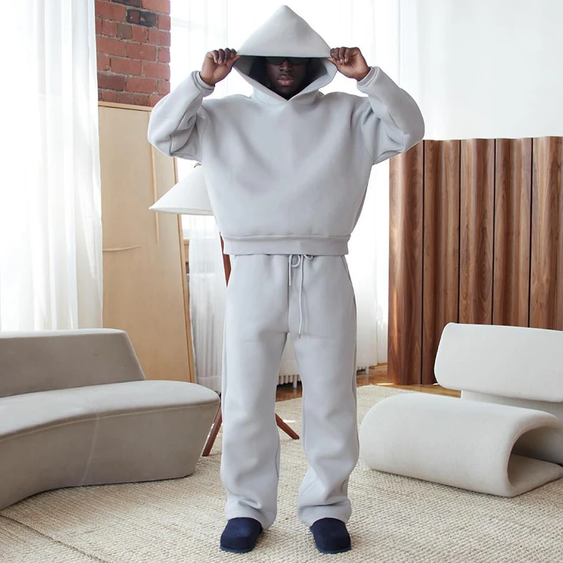 High Street Gothic Solid Color Sweatshirt Suit Punk Harajuku Vintage Hip Hop Rock Pocket Casual Streetwear Y2K Men's Sweatpants - Image 4