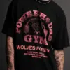 Wolves Club Men T Shirt GYM Oversized Fitness Tee Tops in Black Graphic PRINT Shirts US SIZE Y2K T-shirts CBUM