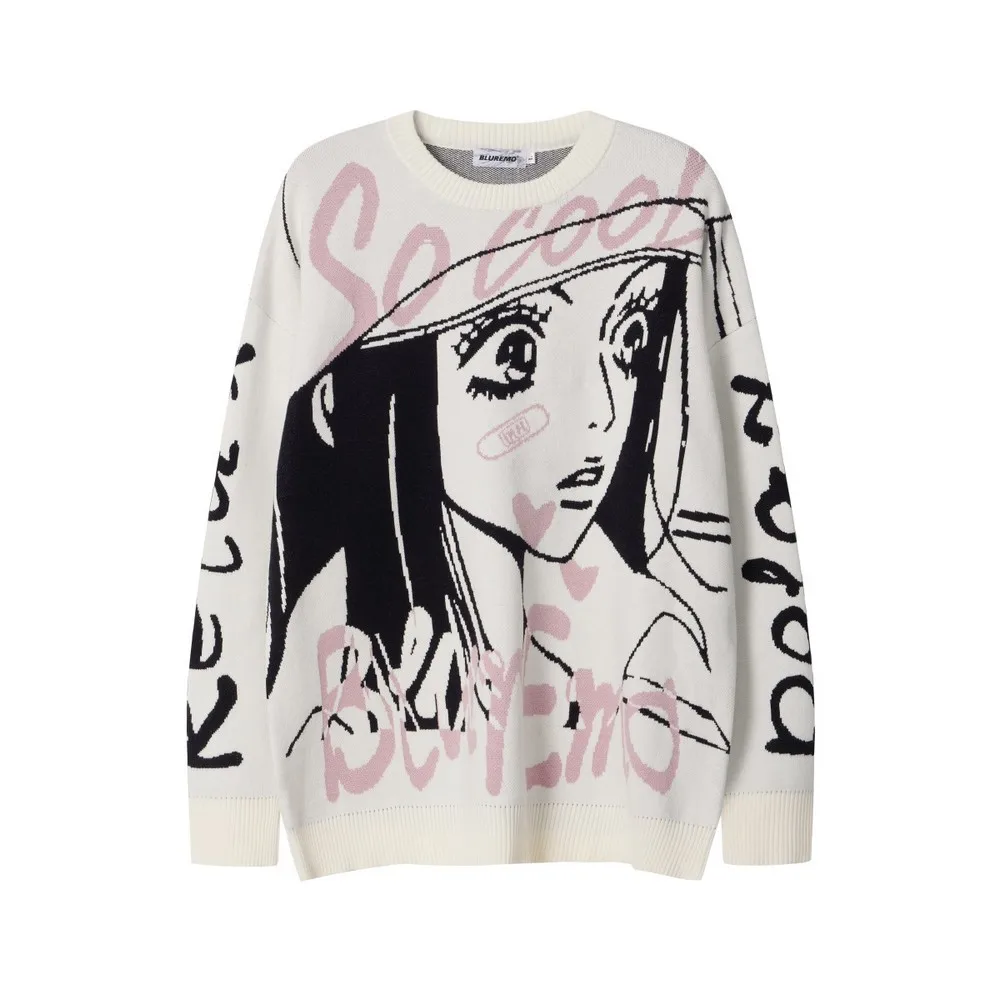 Harajuku Christmas Anime Sweater Men Oversize Punk Knit Goth Tops Winter Clothes Women Y2k Grunge Streetwear Designer Pullovers