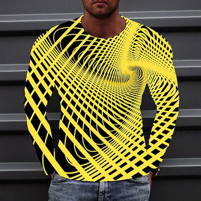 Fashionable men's long sleeved round neck t-shirt new 3D printing creative spin graphic t shirts Street Men's clothing y2k tops