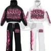 Hip Hop Autumn Winter Set Punk Print Hoodies Women Y2k Tops Harajuku Tracksuit Men Pants Streetwear Couples Gothic Men Clothes