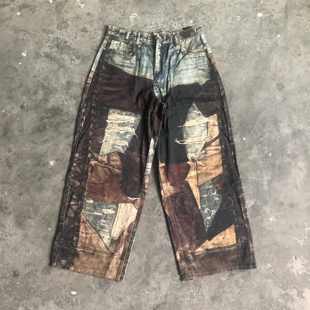 SAINT OF MICHAEL Fashion Luxury Brand Streetwear Vintage Graffiti Printed Trousers Best Quality Jeans Casual Loose Pants For Men