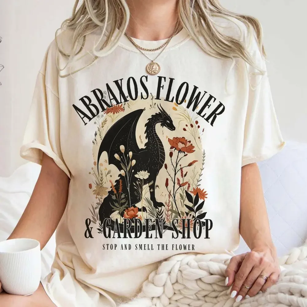 Throne Of Glass Flower 100%Cotton Shirt Retro Abraxos Flower Garden Club Comfort Shirt Oversized Loose Shirt For Unisex Y2K Tee