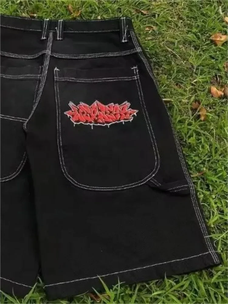 HOUZHOU Y2k Vintage Baggy Jeans Shorts Woman Streetwear Jorts Korean Harajuku Gothic Oversized Denim Pants Embroidery Summer - Image 6