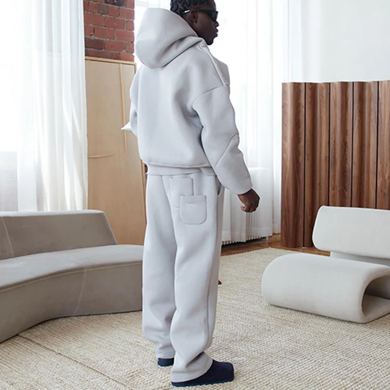 High Street Gothic Solid Color Sweatshirt Suit Punk Harajuku Vintage Hip Hop Rock Pocket Casual Streetwear Y2K Men's Sweatpants - Image 2