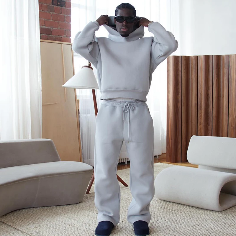 High Street Gothic Solid Color Sweatshirt Suit Punk Harajuku Vintage Hip Hop Rock Pocket Casual Streetwear Y2K Men's Sweatpants - Image 5