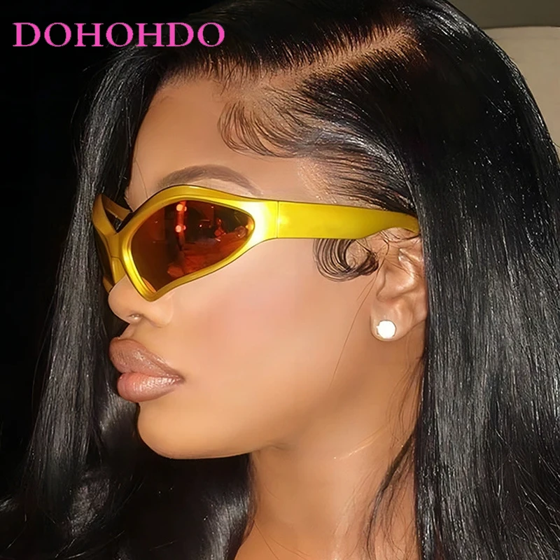 DOHOHDO New Sports Future Technology Sensation Sunglasses Popular Y2K Oval Sun Glasses Hip Hop Fashion Sun Glasses Female UV400
