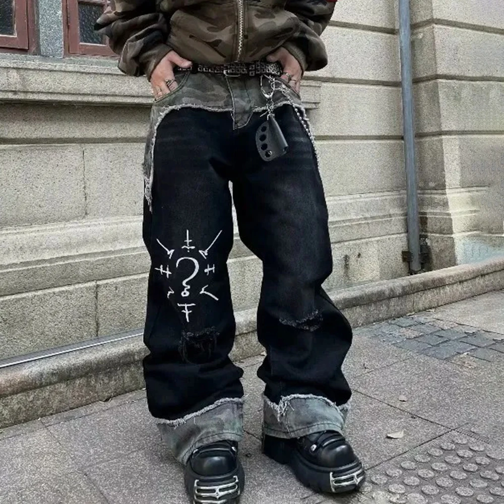 Men Niche Luxury Design Patchwork Loose Jeans 2025 Summer New Street Fashion Trend High Quality Casual Y2k Trousers Men Clothing