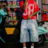 Hip Hop Punk New Patchwork Hole Letter Pattern Denim Shorts Retro Harajuku Super Multi Pocket Gym Shorts Mens Womens Streetwear