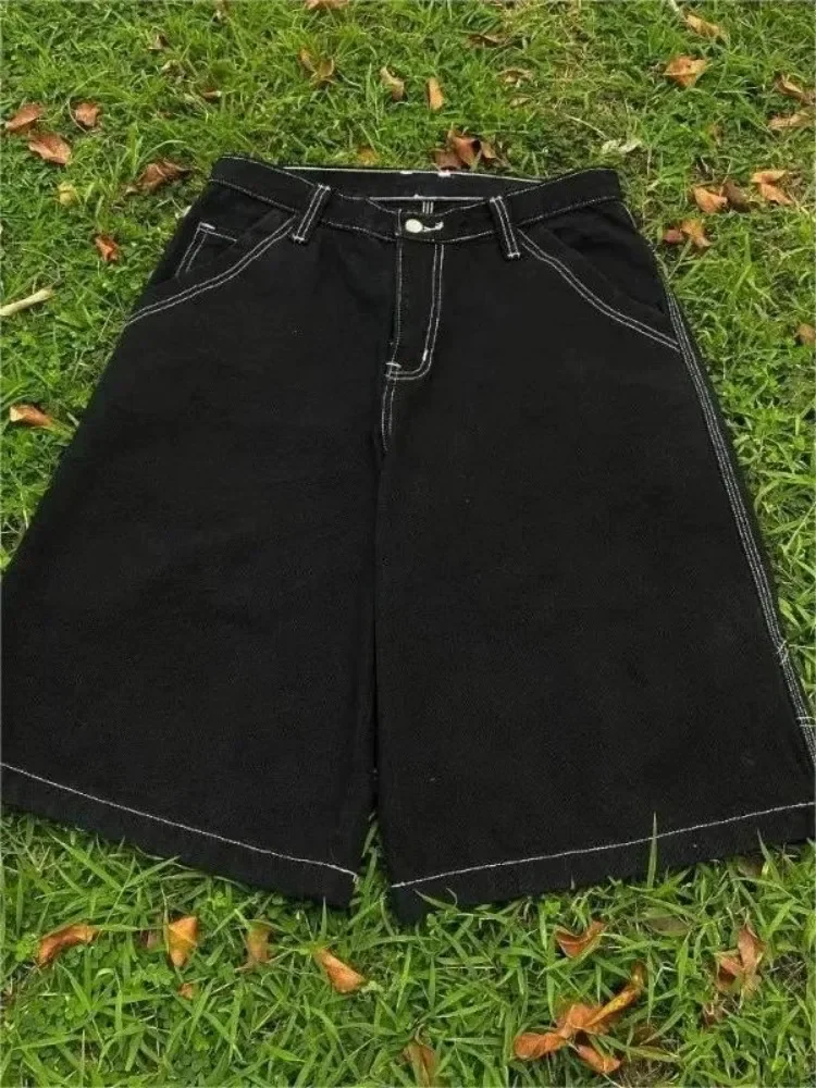 HOUZHOU Y2k Vintage Baggy Jeans Shorts Woman Streetwear Jorts Korean Harajuku Gothic Oversized Denim Pants Embroidery Summer - Image 5