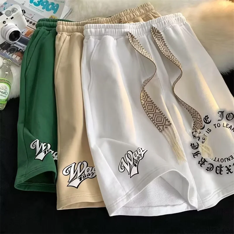 Summer Goth Fashion Men's Baggy Shorts Letter Print Hip Hop Short Sweat Pant Women Casual Gym Y2K Streetwear Bermuda Shorts
