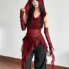 Streetwear 90s Grunge Mesh See Through Hooded Tops Cyber Y2K Irregular Hem Ruffles Hoodie Women Slim Blouse with Cuffs
