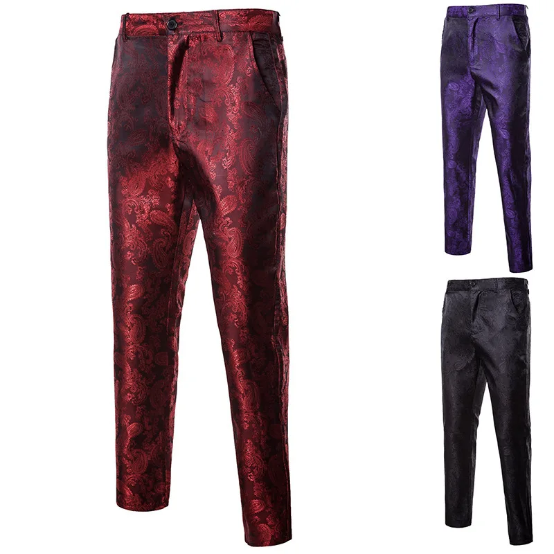 Punk Gothic Men Party Performance Steampunk Cosplay Victorian Pants Street Court Pattern Colombian Woman Denim Noble Longs
