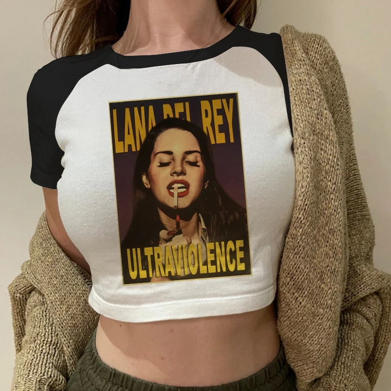Lana Del Rey Clothing Aesthetics Y2K Sexy T Shirt Funny Print Fans Crop Top Streetwear Ladies Summer Tshirts Clothes For Women