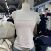 New Pink Sleeveless Slim T-shirt Woman Summer Roll Hem Square Collar Cotton Tee Shirt Sweet Preppy Style Cute Y2k Crop Top