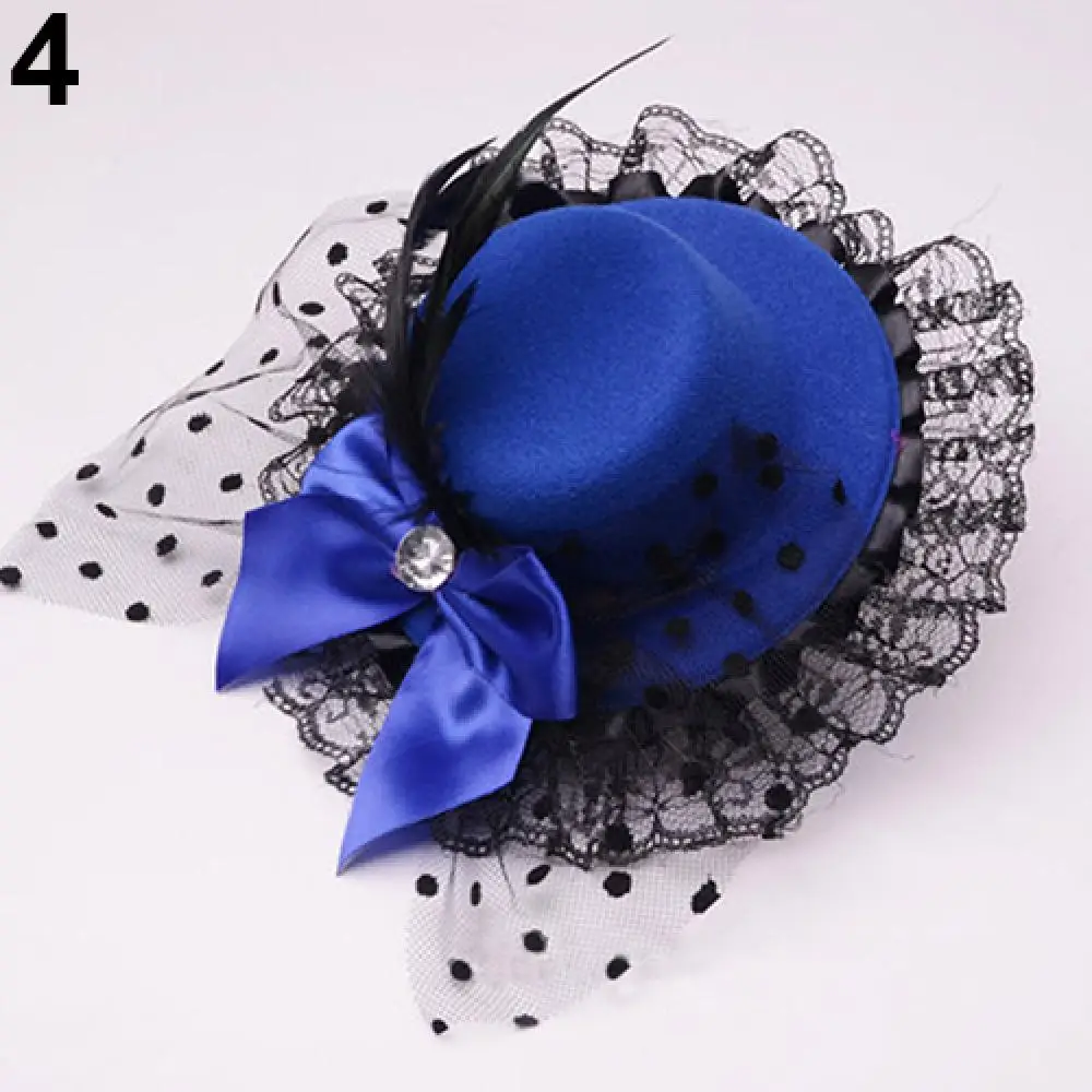 Lady Mini Top Hat Cap Vintage Gothic Bowknot Decor Lace Fascinator Hair Clip Costume Hair Accessory Punk Novelties Hair Clip - Image 5