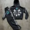 Y2k American hip hop fashion new men clothing striped print design men sets Harajuku Gothic trend retro oversized sportswear