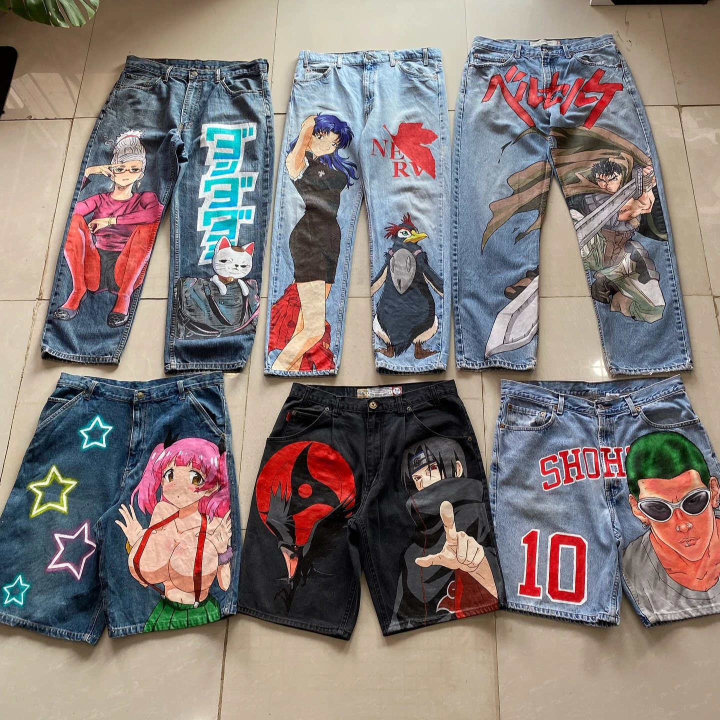 New Y2k Anime Print Trouser Jeans for Men Baggy Jean Popular Harajuku Streetwear Wide Leg Women High Waist Pants Men Clothing