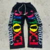 Punk Style Letter Print Loose Casual Pants Harajuku Retro Colorful Oversized Sweatpants Hip-hop Trend Streetwear Men Joggers