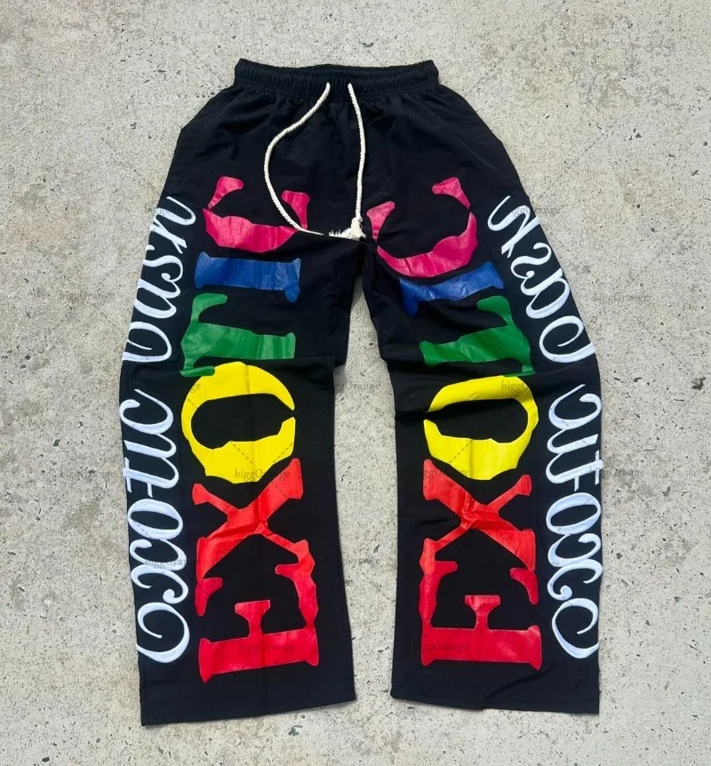 Punk Style Letter Print Loose Casual Pants Harajuku Retro Colorful Oversized Sweatpants Hip-hop Trend Streetwear Men Joggers