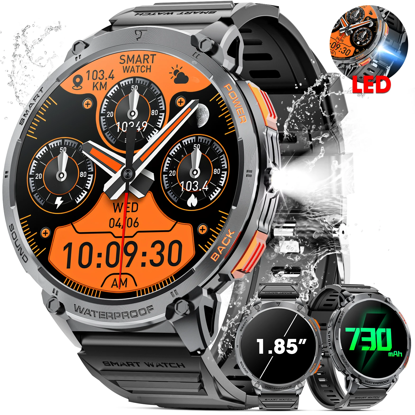 Karchilor smart watches for men 2025 Women'S Smartwatch Bluetooth Call 1.85 High-Definition Screen Fitness Sports Waterproof