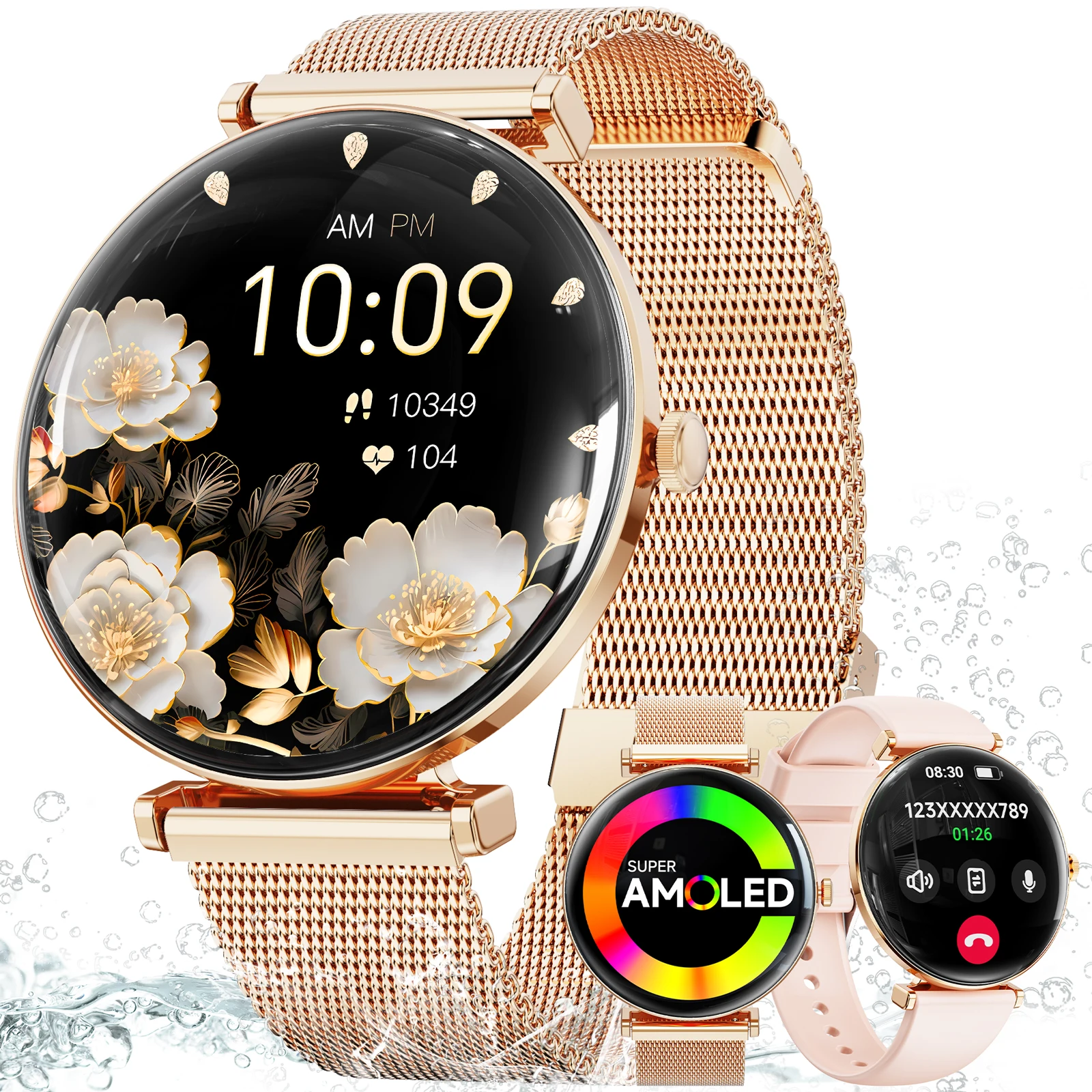 【 Amoled 】 2025 Women'S Smart Watch, 1.43 Hd Screen, Ip68 Waterproof Sports Fitness Watch, With Heart Rate, Suitable For Android