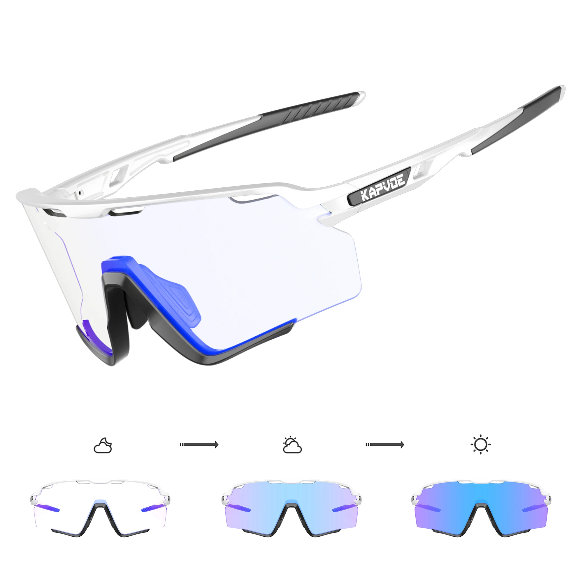 KAPVOE New Outdoor Photochromic Cycling Glasses Men MTB Bicycle Cycling Eyewear UV400 Sports Sunglasses Women Road Bike Goggles
