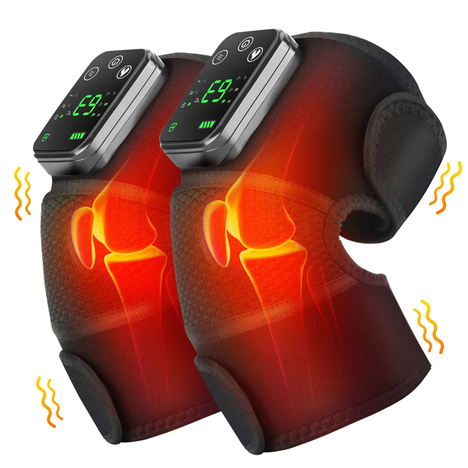 Thermal Knee Massager 3 in 1 Shoulder Knee Elbow Heating Massage Support Brace Rechargeable Vibration Pad Arthritis Muscle Relax