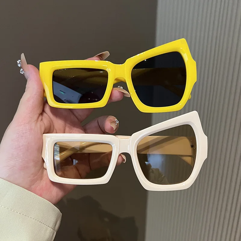 Eyebrow Sunglasses Women Men polygon Vintage Brand Designer Square Sun Glasses For Women Shades Female Eyewear Unisex Glasses