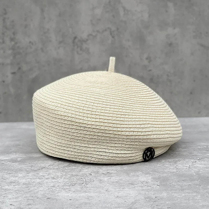 Fine Straw Fedoras Letter Beret for Women, Casual Painter Hat, Elegant and Stereotype, Retro Fashion, Summer Tourism, Wholesale