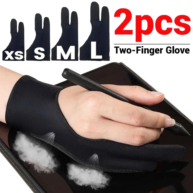 Palm Rejection Artist Two-Finger Glove for iPad Tablet Graphic Drawing Monitor Painting Anti-fouling Tablet Screen Touch Gloves