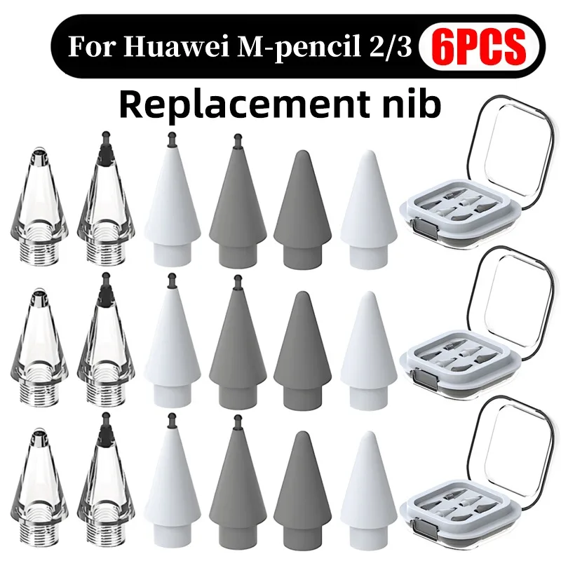6-2PCS Replacement Nibs for Huawei M-Pencil 2 3 Generation Stylus Pen Nickel Plated Protective Cap for Huawei M-Pencil2 3 Stylus