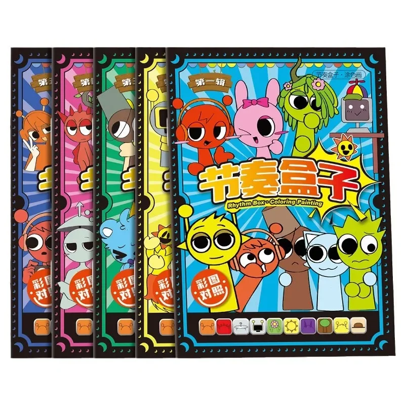 New Sprunki Coloring Books Cartoon Kawaii Game Tracing Kids Painting Sketch Stationery Book Creative Stick Figures Birthday Gift