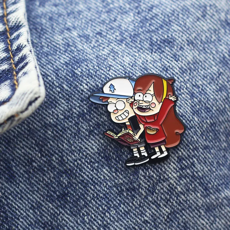 Gravity Falls Boy And Girl Enamel Pins Lapel Pins for Backpacks Badges Accessories for Cartoon Jewelry Brooches Gifts