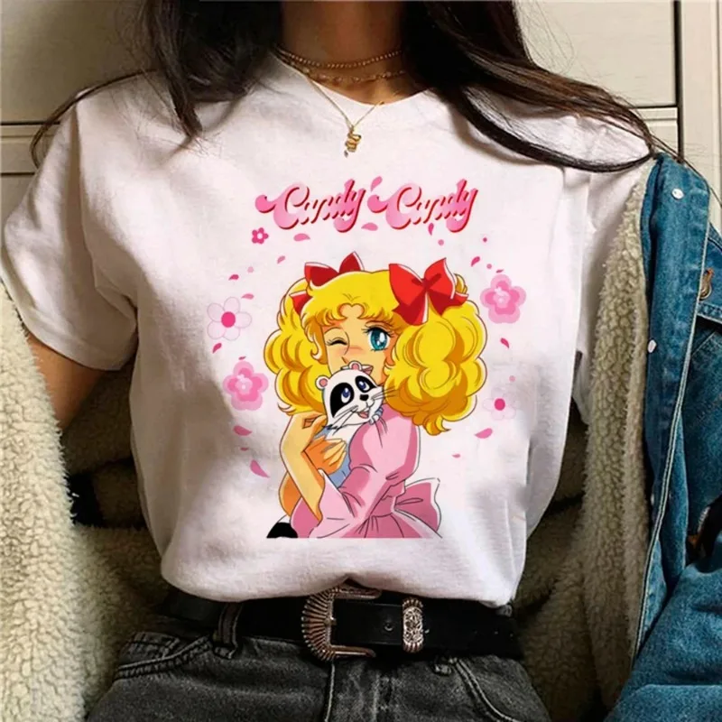 Candy Top Fashion Designer Women's T-shirt Girl Harajuku Summer Cotton Printed T-shirt Summer Leisure Comfortable T-shirt Tops