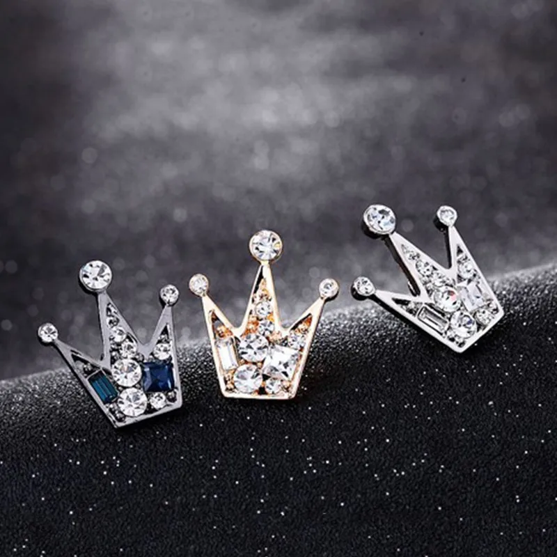 Luxury Metal Crown Brooch For Women Men Fashion Crystal Beautiful Cute Pin Necktie Clip Collar Decoration Christmas Gifts