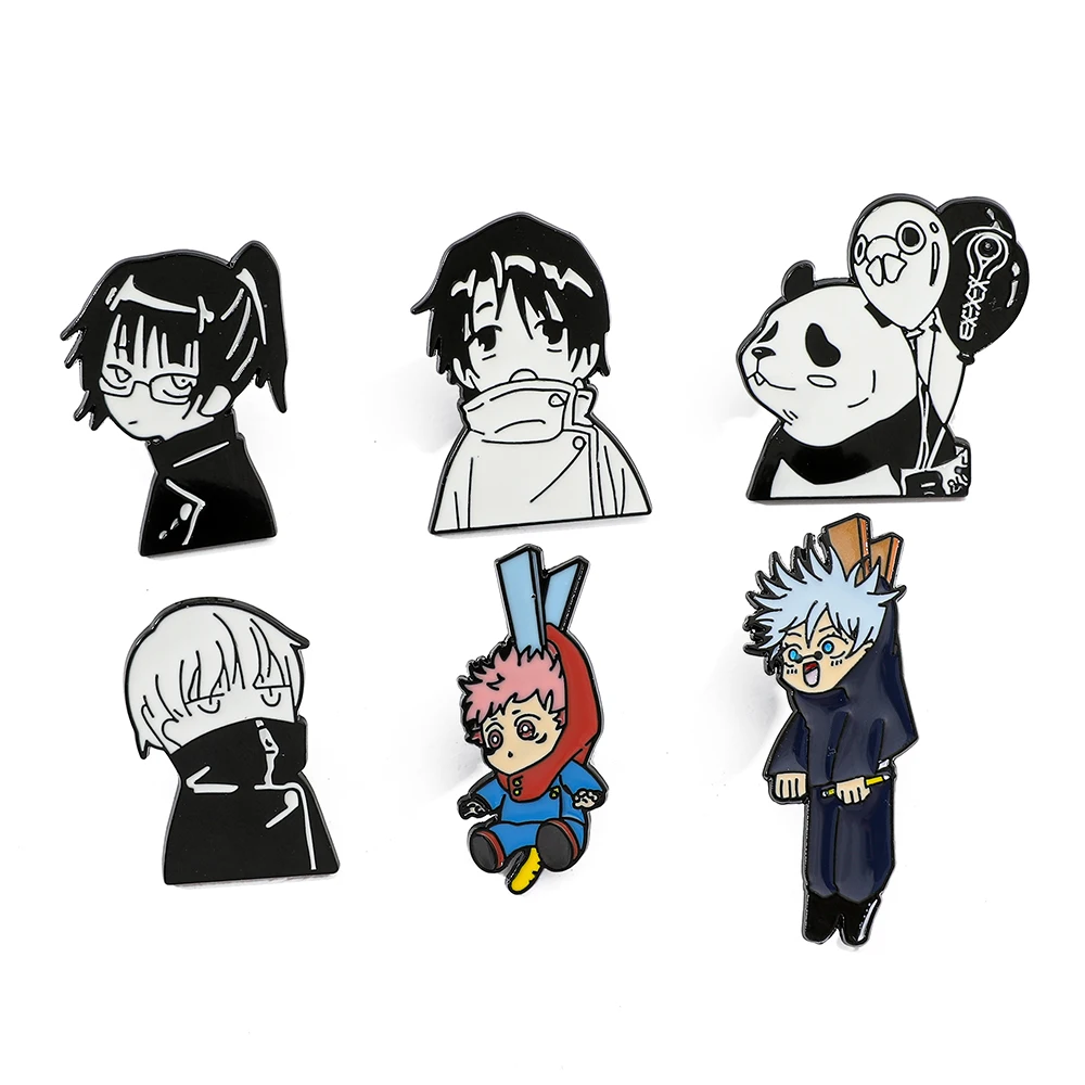 6 Pcs Creative anime Jujutsu Kaisen Brooch Cute Itadori Yuji lapel badge backpack shirt clothes Oil Drip Jewelry Accessories