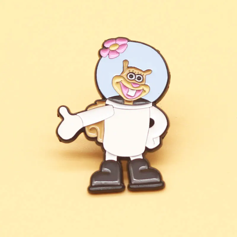 SpongeBob SquarePants Sandy Cheeks Anime Enamel Lapel Pin Collect Badge Cute Children Gift Jewelry Adorn Backpack Collar Brooche