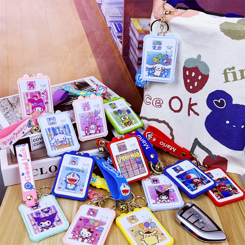 Cute Sanrio Pocket Puzzle Cartoon Keychain Kawaii Cinnamoroll Hello Kitty Kuromi Student Backpack Puzzle Decompression Pendant