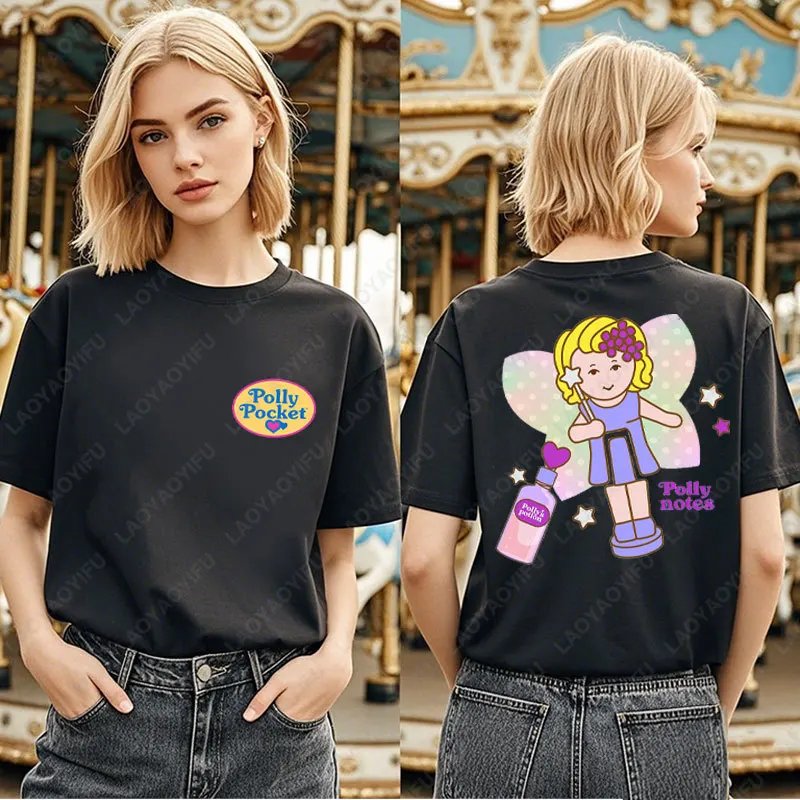 Retro Polly Pocket Compact 90's Unisex T-shirt Vintage Short-sleev Women Tees Kawaii Graphic Tops 80's Nostalgia Casual Tshirt