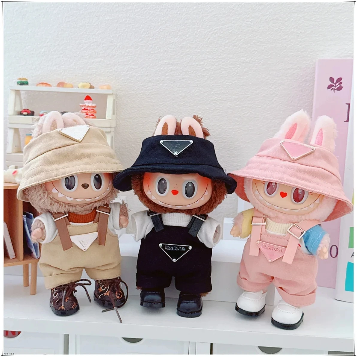 For 17cm v1v2 Labubu Clothes Labubu Sitting Party Hat Bib Pant Shoes Dolls Accessories Cute Decoration Game Toys