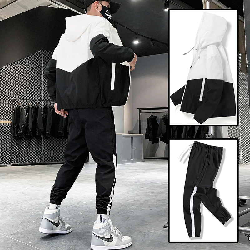 2026 Men Tracksuit Casual Joggers Hooded Sportswear Jackets And Pants 2 Piece Sets Hip Hop Running Sports Suit - Image 2