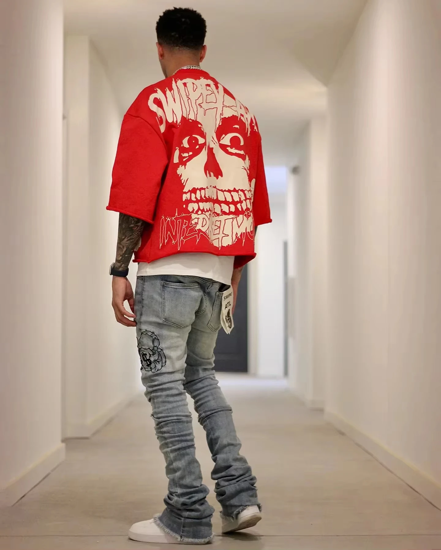 25 Summer Y2K Retro Gothic Skull Graphic Print T-shirt Men's Oversized Casual Cotton Short-sleeved T-shirt Street Top