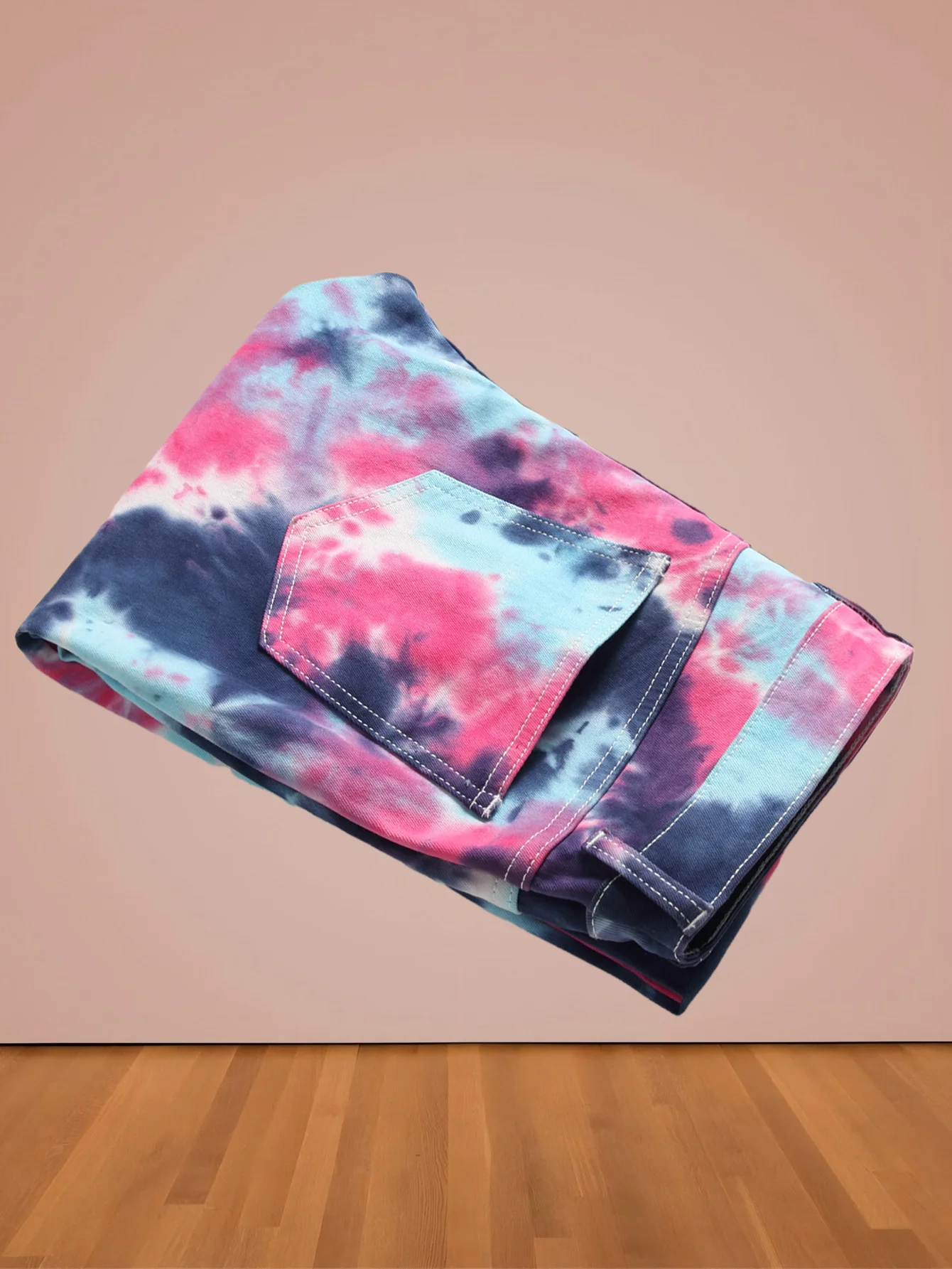 Europe and America wind new men's high street jeans tie-dyed red and blue contrast elastic street motorcycle youth fashion casua - Image 6