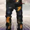 American retro personality makes old men's straight jeans