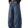 Men's Baggy Barrel Wide Leg Jeans for Men Women Loose Fit Streetwear Y2k Hip Hop Denim Pants